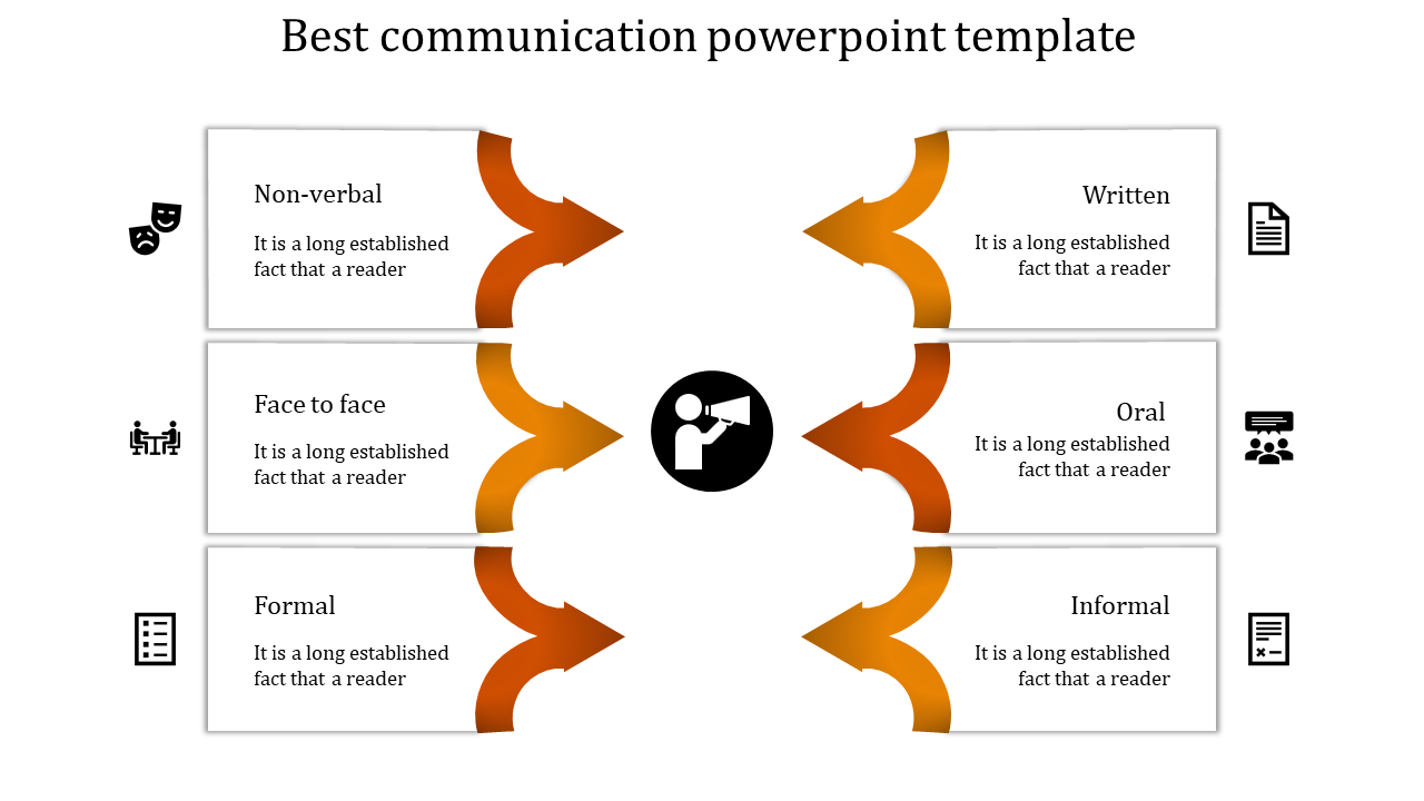 communication powerpoint template-orange
